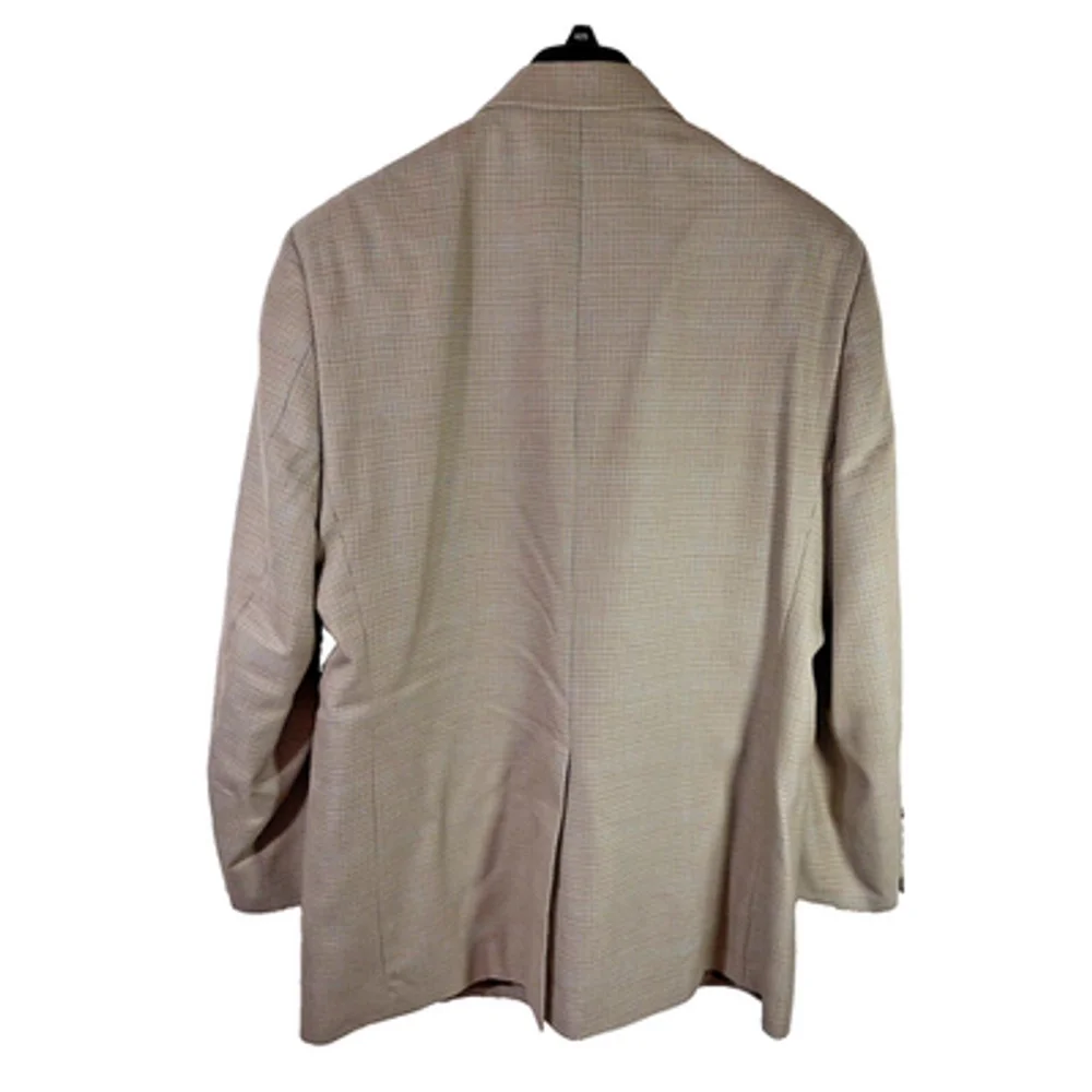 Macy's Club Room Brown Tan Houndstooth Sport Coat Blazer 42R